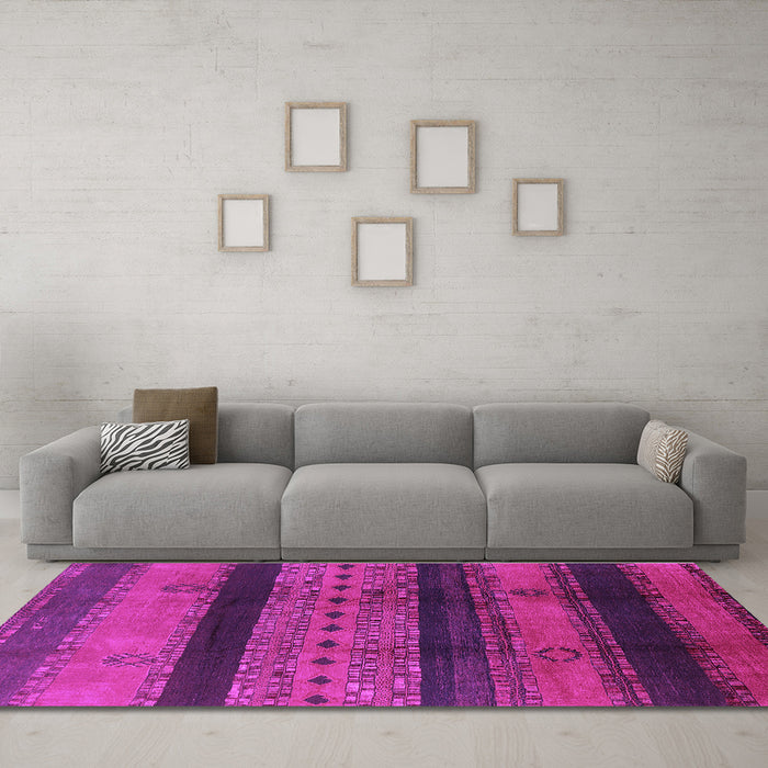 Machine Washable Solid Purple Modern Area Rugs in a Living Room, wshurb1178pur