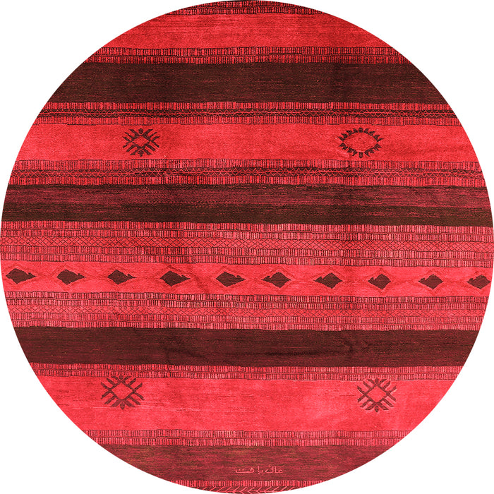 Round Machine Washable Solid Orange Modern Area Rugs, wshurb1178org