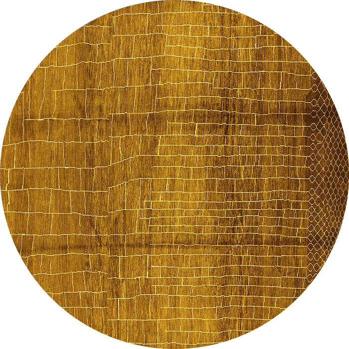 Round Solid Yellow Modern Rug, urb1179yw