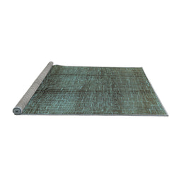 Sideview of Machine Washable Solid Light Blue Modern Rug, wshurb1179lblu