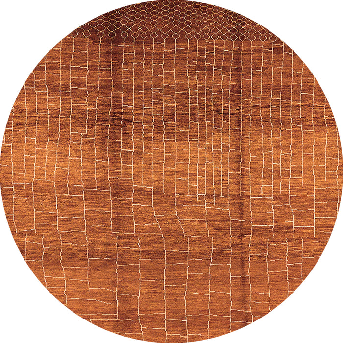Round Solid Orange Modern Rug, urb1179org