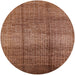 Round Mid-Century Modern Mahogany Brown Solid Rug, urb1179