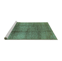 Sideview of Machine Washable Solid Turquoise Modern Area Rugs, wshurb1179turq