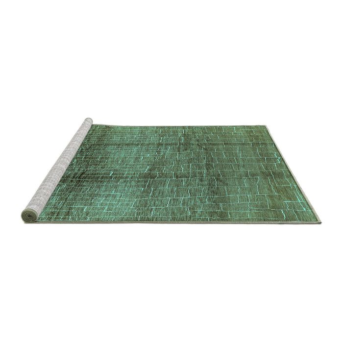 Sideview of Machine Washable Solid Turquoise Modern Area Rugs, wshurb1179turq