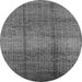 Round Machine Washable Solid Gray Modern Rug, wshurb1179gry