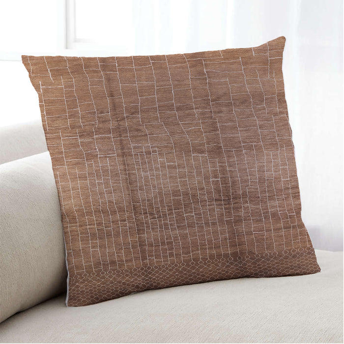 Lifestyle Image of Mid-Century Modern Urban Square Mahogany Brown Throw Pillow, 18 inch by 18 inch, pwurb1179