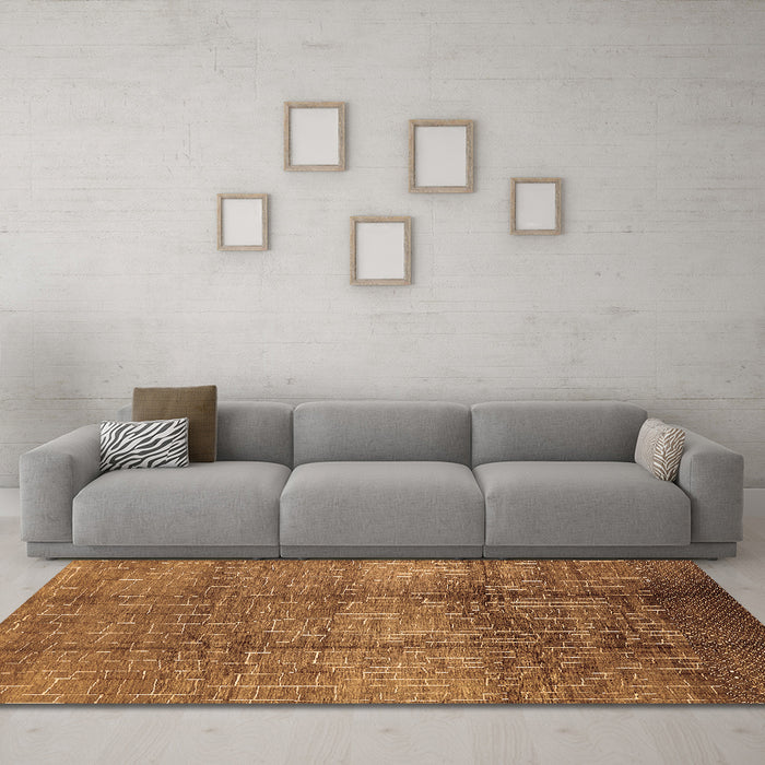 Machine Washable Solid Brown Modern Rug in a Living Room,, wshurb1179brn