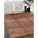 Mid-Century Modern Mahogany Brown Solid Rug in Family Room, urb1179