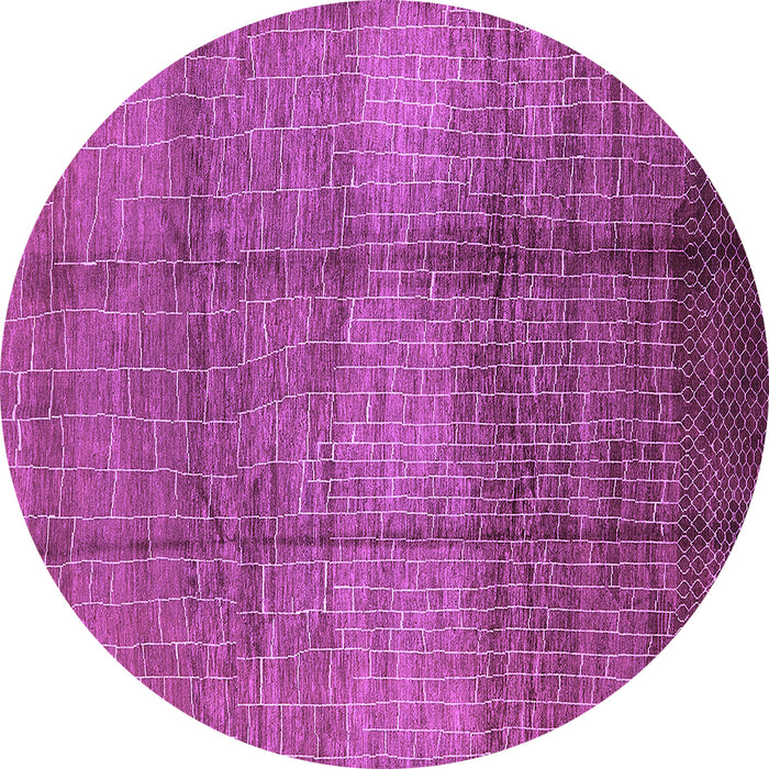 Round Machine Washable Solid Purple Modern Area Rugs, wshurb1179pur