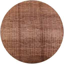 Round Machine Washable Industrial Modern Mahogany Brown Rug, wshurb1179