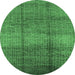 Round Solid Emerald Green Modern Rug, urb1179emgrn