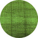 Round Solid Green Modern Rug, urb1179grn