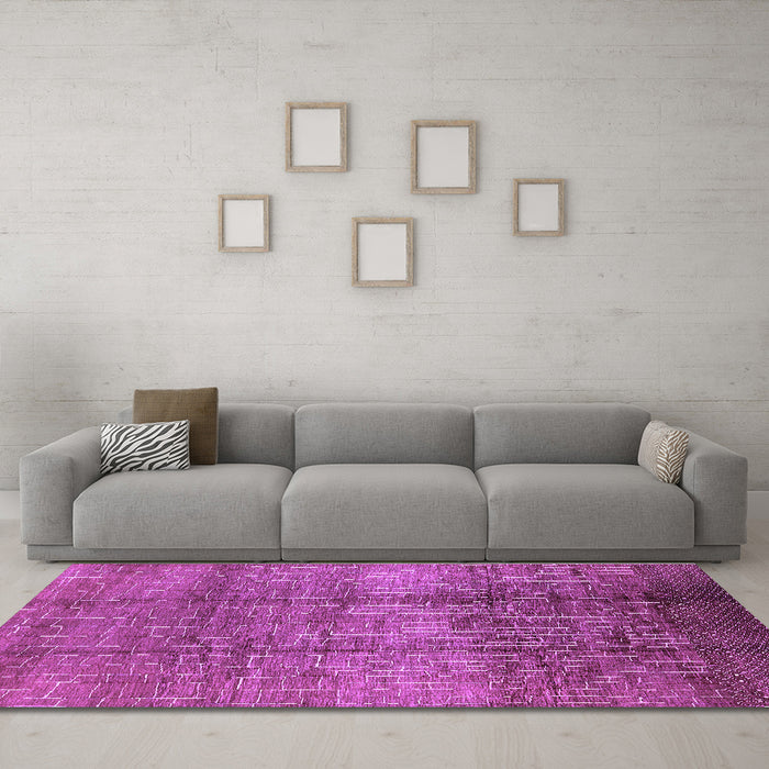 Machine Washable Solid Purple Modern Area Rugs in a Living Room, wshurb1179pur