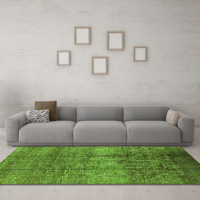 Machine Washable Solid Green Modern Area Rugs in a Living Room,, wshurb1179grn