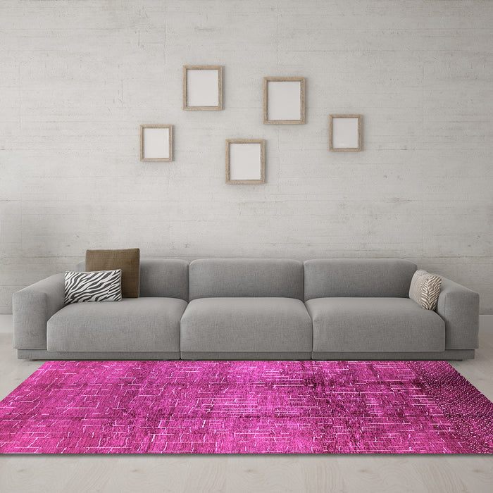 Machine Washable Solid Pink Modern Rug in a Living Room, wshurb1179pnk