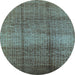 Round Solid Light Blue Modern Rug, urb1179lblu