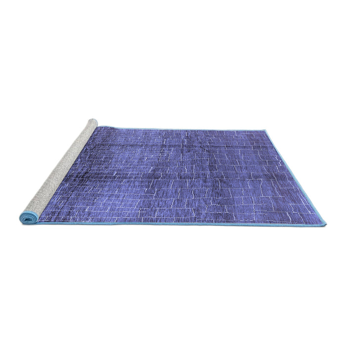 Sideview of Machine Washable Solid Blue Modern Rug, wshurb1179blu