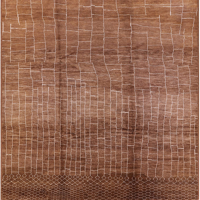 Square Mid-Century Modern Mahogany Brown Solid Rug, urb1179