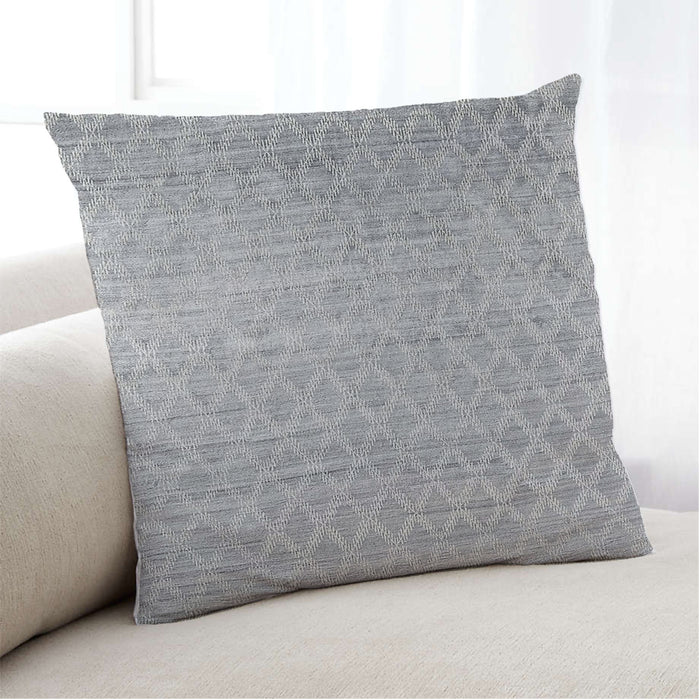 Lifestyle Image of Mid-Century Modern Urban Square Platinum Silver Gray Throw Pillow, 18 inch by 18 inch, pwurb117