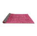 Sideview of Mid-Century Modern Hot Deep Pink Persian Rug, urb1180