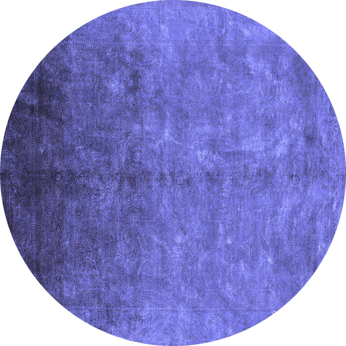 Round Machine Washable Persian Blue Bohemian Rug, wshurb1180blu