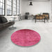 Round Machine Washable Industrial Modern Hot Deep Pink Rug in a Office, wshurb1180