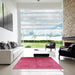 Square Mid-Century Modern Hot Deep Pink Persian Rug in a Living Room, urb1180