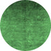 Round Machine Washable Persian Emerald Green Bohemian Area Rugs, wshurb1180emgrn