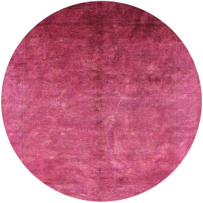 Round Mid-Century Modern Hot Deep Pink Persian Rug, urb1180