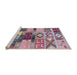Sideview of Machine Washable Industrial Modern Silver Pink Rug, wshurb1181