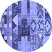 Round Oriental Blue Industrial Rug, urb1181blu