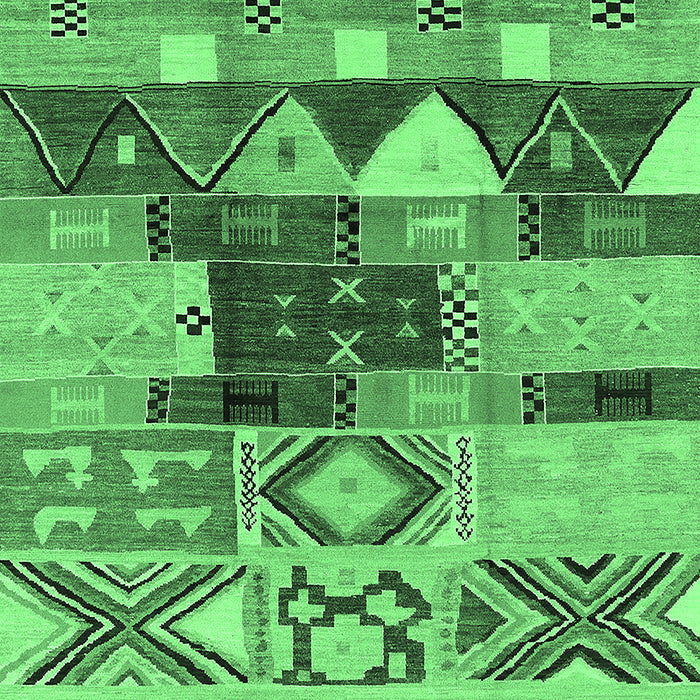 Machine Washable Oriental Emerald Green Industrial Area Rugs, wshurb1181emgrn