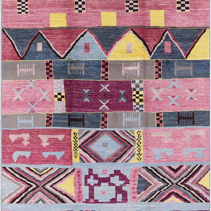 Mid-Century Modern Silver Pink Oriental Rug, urb1181