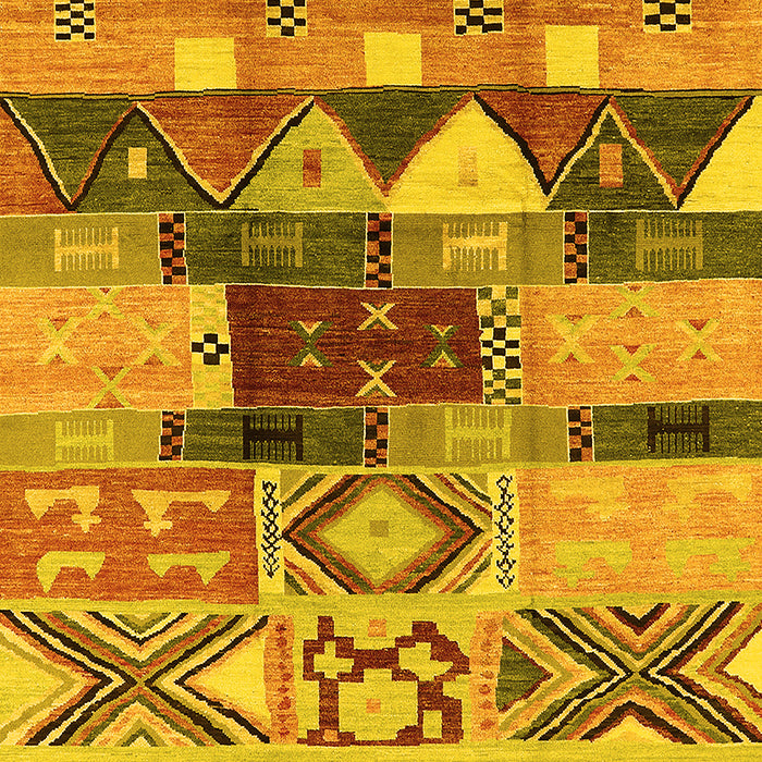 Machine Washable Oriental Yellow Industrial Rug, wshurb1181yw