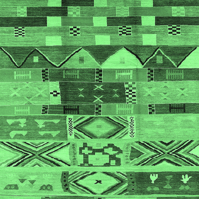 Square Oriental Emerald Green Industrial Rug, urb1181emgrn