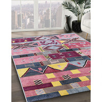 Mid-Century Modern Silver Pink Oriental Rug, urb1181