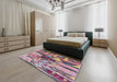 Machine Washable Industrial Modern Silver Pink Rug in a Bedroom, wshurb1181