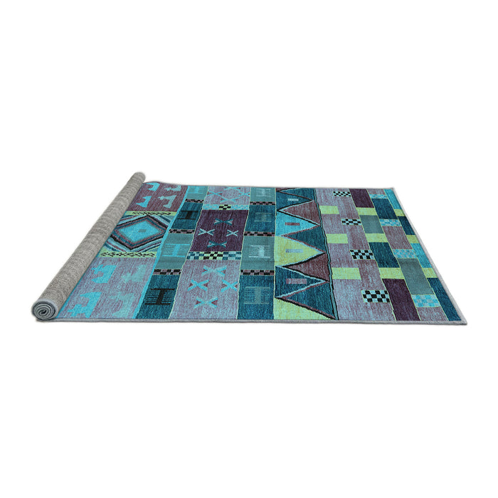 Sideview of Machine Washable Oriental Light Blue Industrial Rug, wshurb1181lblu