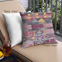 Front View of Mid-Century Modern Urban Square Silver Pink Throw Pillow, 18 inch by 18 inch, pwurb1181