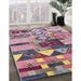 Mid-Century Modern Silver Pink Oriental Rug in Family Room, urb1181