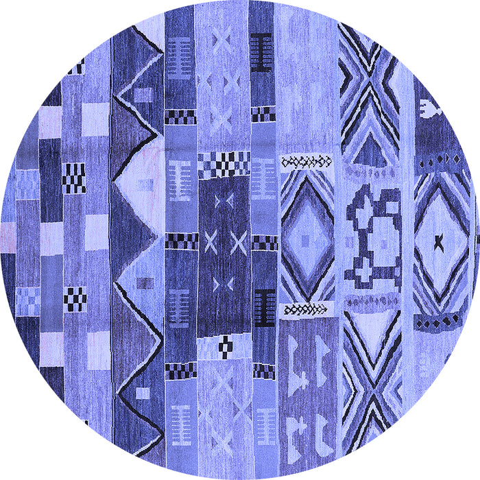 Round Machine Washable Oriental Blue Industrial Rug, wshurb1181blu