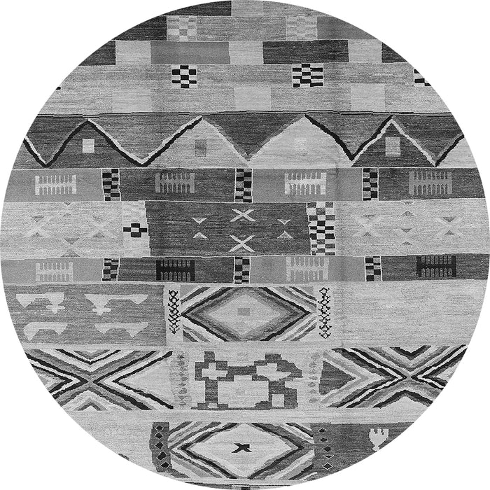 Round Machine Washable Oriental Gray Industrial Rug, wshurb1181gry