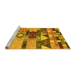 Sideview of Machine Washable Oriental Yellow Industrial Rug, wshurb1181yw