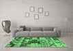 Machine Washable Oriental Emerald Green Industrial Area Rugs in a Living Room,, wshurb1181emgrn