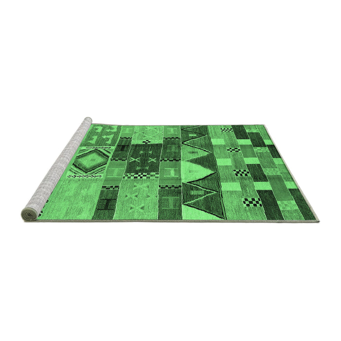 Sideview of Machine Washable Oriental Emerald Green Industrial Area Rugs, wshurb1181emgrn