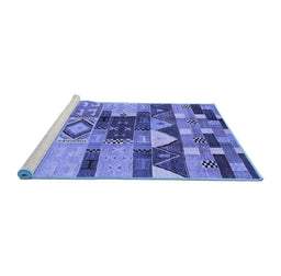 Sideview of Machine Washable Oriental Blue Industrial Rug, wshurb1181blu