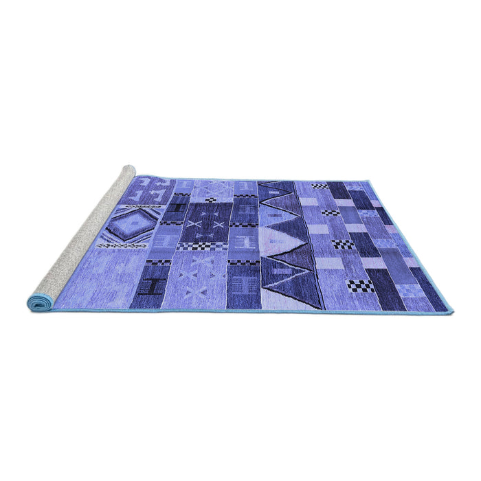 Sideview of Machine Washable Oriental Blue Industrial Rug, wshurb1181blu