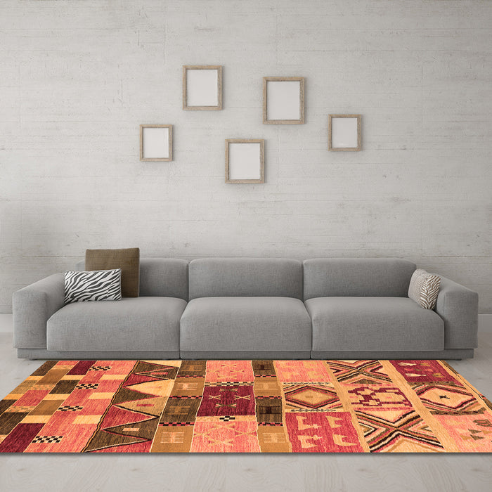 Machine Washable Oriental Orange Industrial Area Rugs in a Living Room, wshurb1181org