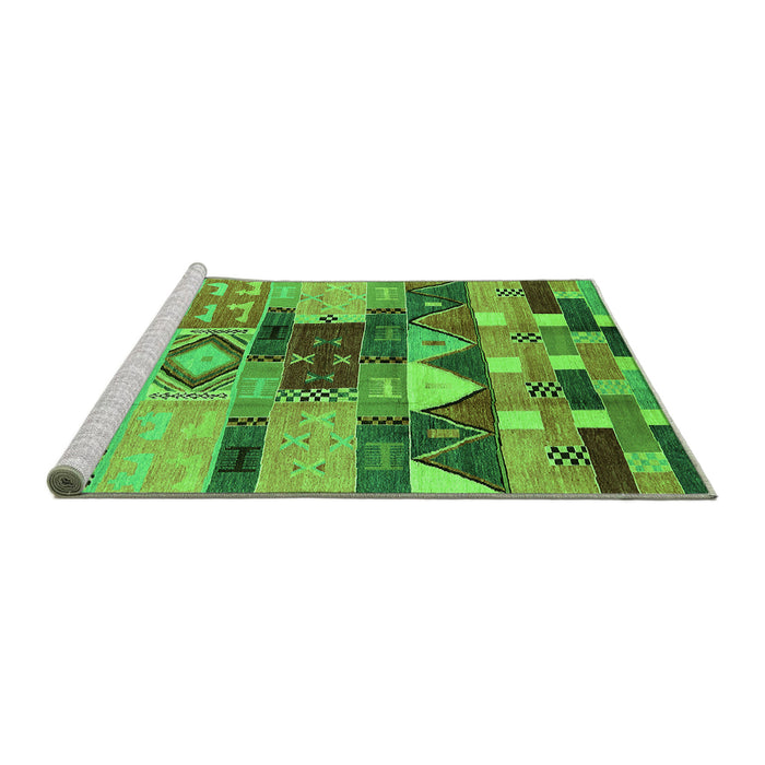 Sideview of Machine Washable Oriental Green Industrial Area Rugs, wshurb1181grn