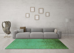 Machine Washable Oriental Turquoise Traditional Area Rugs in a Living Room,, wshurb1182turq